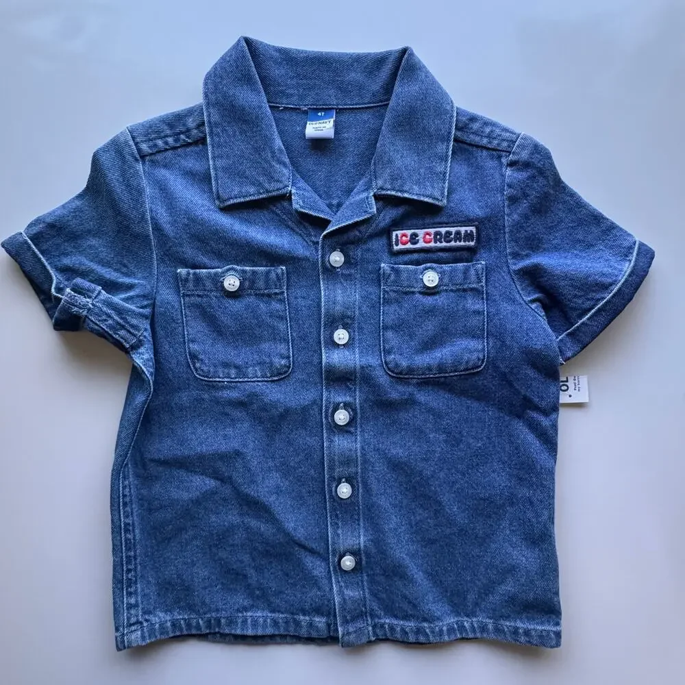 Old Navy Toddler Short Sleeve Button Front Sz 4T NWT